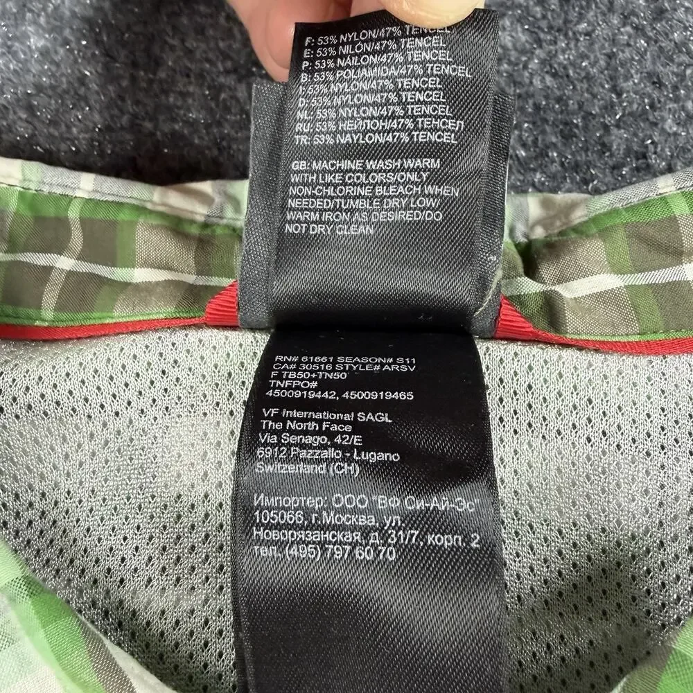 The North Face Button Up Shirt Mens XL Green Plaid Short Sleeve Outdoor Hiking